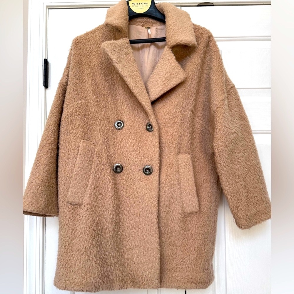 Free People Tan Teddy Jacket Plush Cozy Style